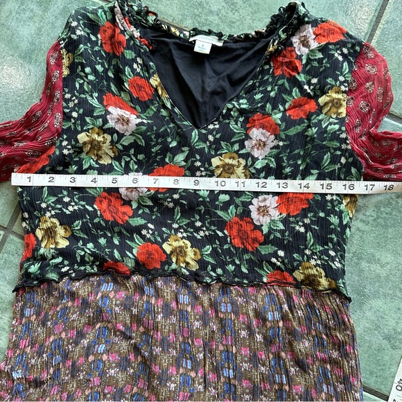 Sundance Patterns of Wonder Long Sleeve Floral Patchwork Hippie Boho Chic Dress - Picture 9 of 10